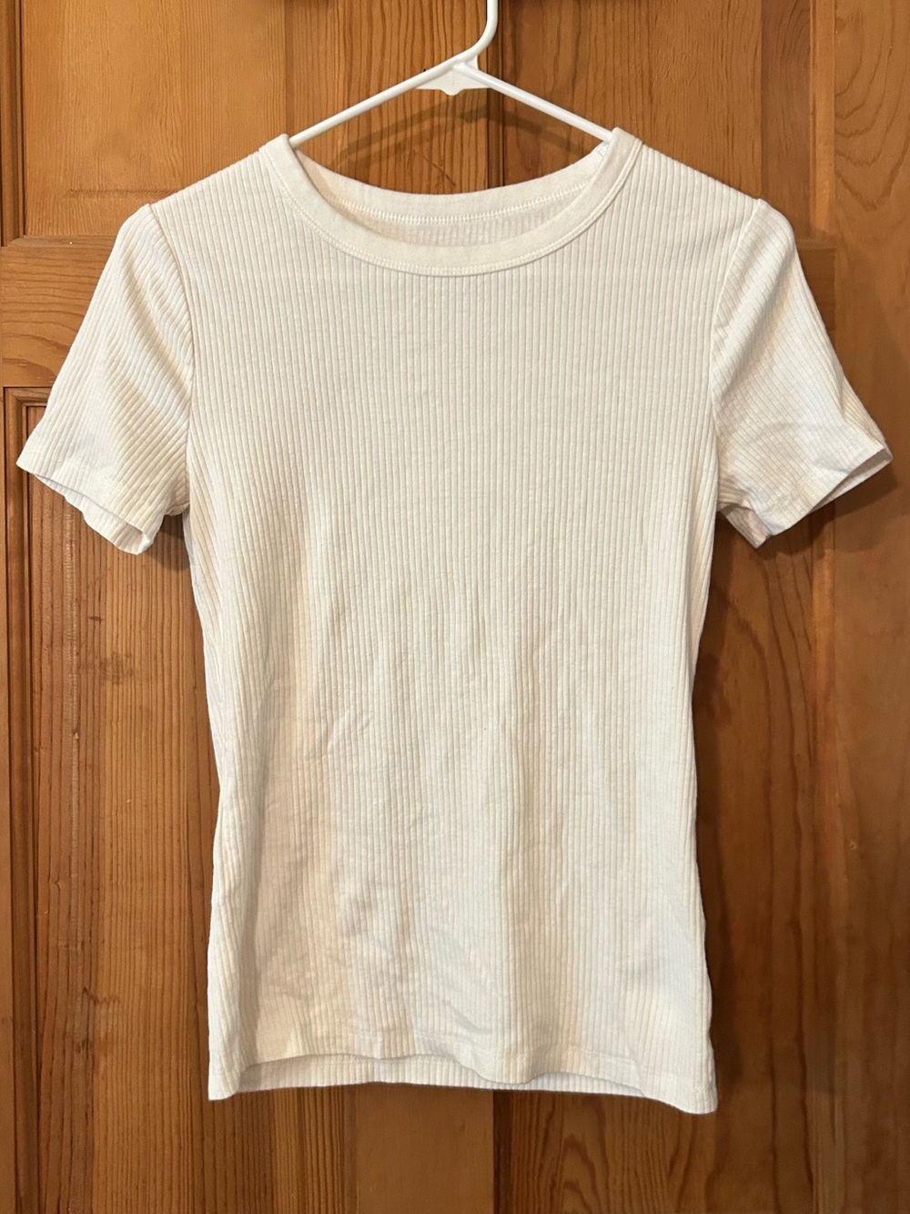 a new day Ribbed Short-Sleeve Tee in Off-White
